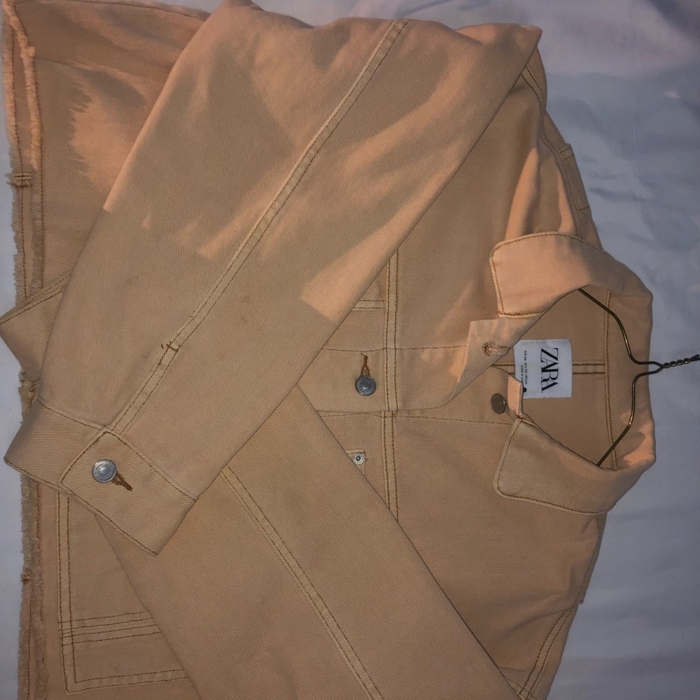 Zara Cropped Tan Jean Jacket